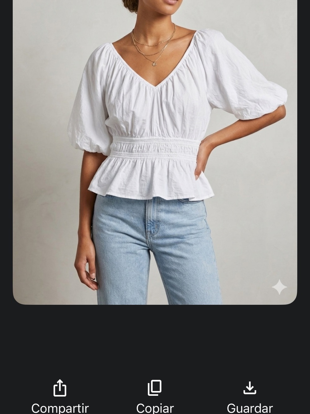 LOFT White V-Neck Smocked Peplum Blouse